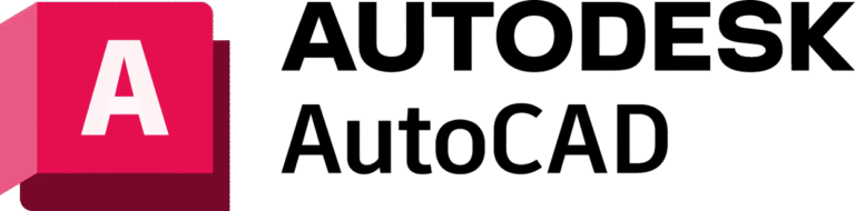 Autodesk AutoCAD-Logo mit einem stilisierten Buchstaben "A" in einem roten geometrischen Design, das für fortschrittliche Design- und Entwurfssoftware steht.