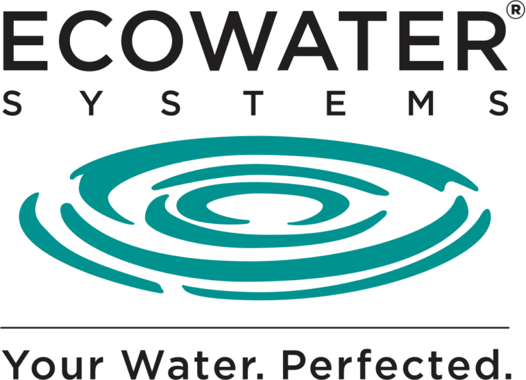 Ecowater Systems logo featuring a stylized water ripple design, emphasizing the brand's commitment to providing high-quality water solutions. The tagline "Your Water. Perfected." highlights their focus on water purification and treatment services.