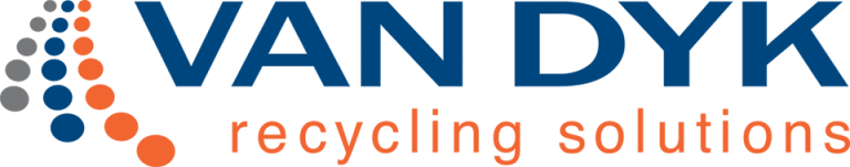 Van Dyk Recycling Solutions logo featuring a modern design with blue and orange elements, representing innovative recycling technology and sustainable solutions.